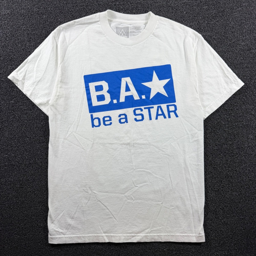 WWE Authentic‎ Mens Medium Be A STAR Graphic T-Shirt White Wrestling Fighting